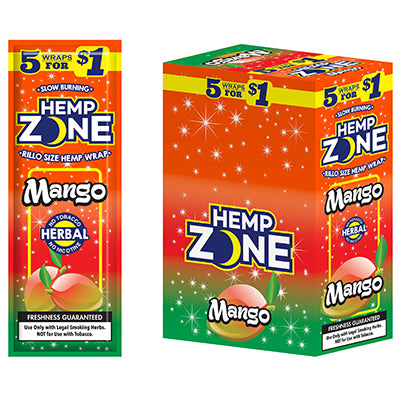 HEMP ZONE WRAP 15/5PK 75 WRAPS MANGO