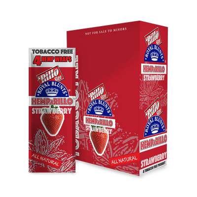 ROYAL BLUNTS HEMP A RILLO HEMP WRAPS 4PK 15PK/BOX STRAWBERRY
