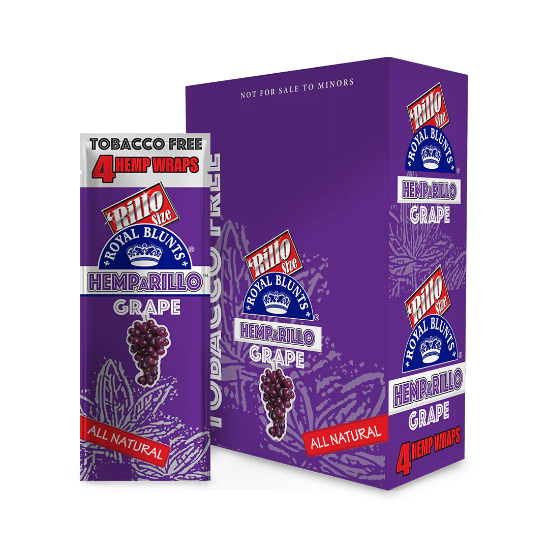 ROYAL BLUNTS HEMP A RILLO HEMP WRAPS 4PK 15PK/BOX GRAPE