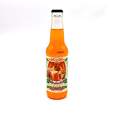 EXOTIC SODA ROCKET FIZZ SODA 12oz. BOTTLE SCHRADERBRAU ORANGE SODA