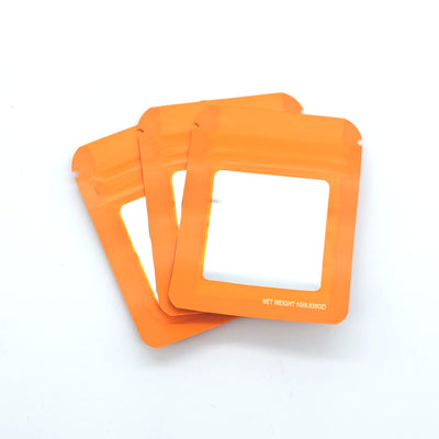 MYLAR BAGS ORANGE W/WINDOW 3x2.5