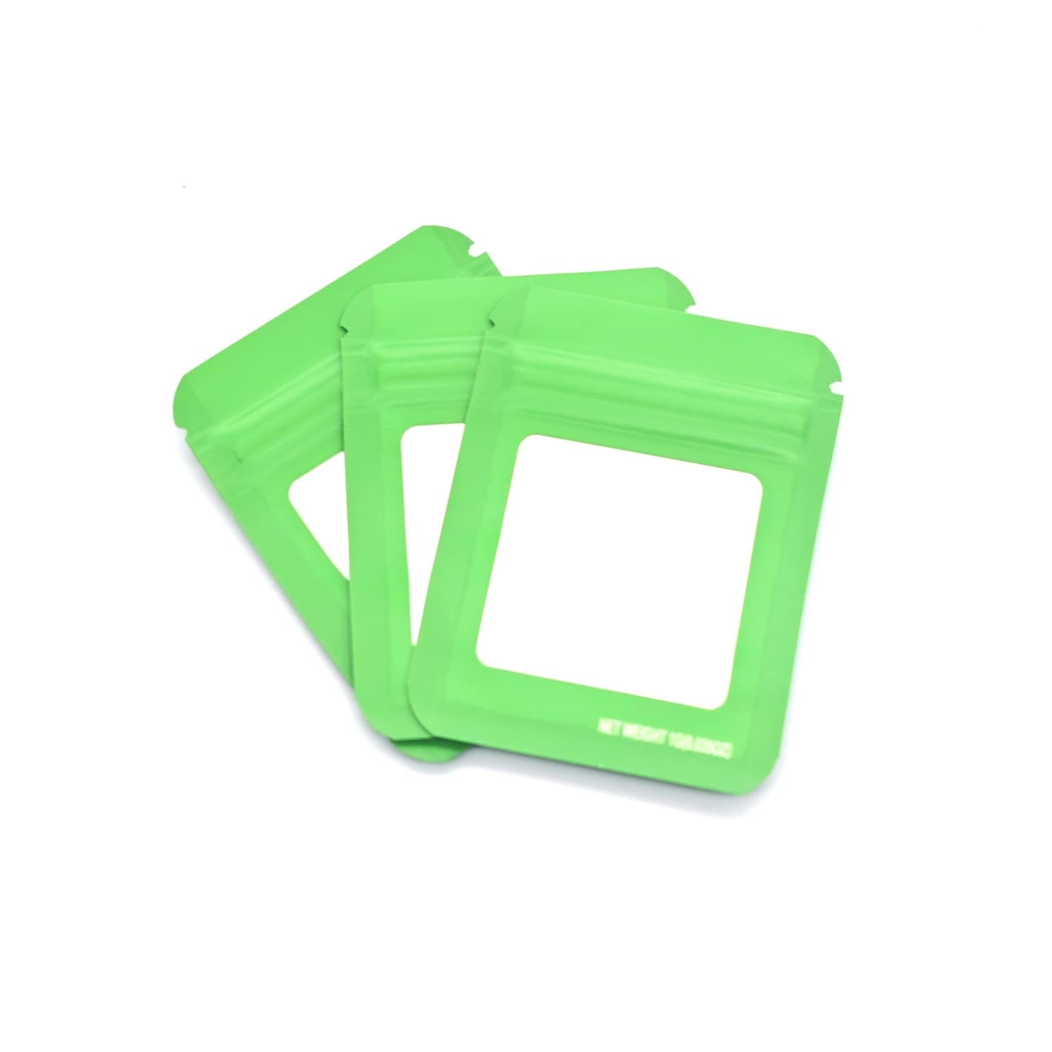 MYLAR BAGS GREEN W/WINDOW 3x2.5