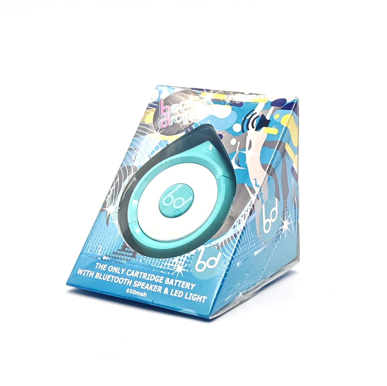 BEAT DROP CARTRIDGE BATTERY 650mAh WITH BLUETOOTH SPEAKER & LED LIGHT TEAL