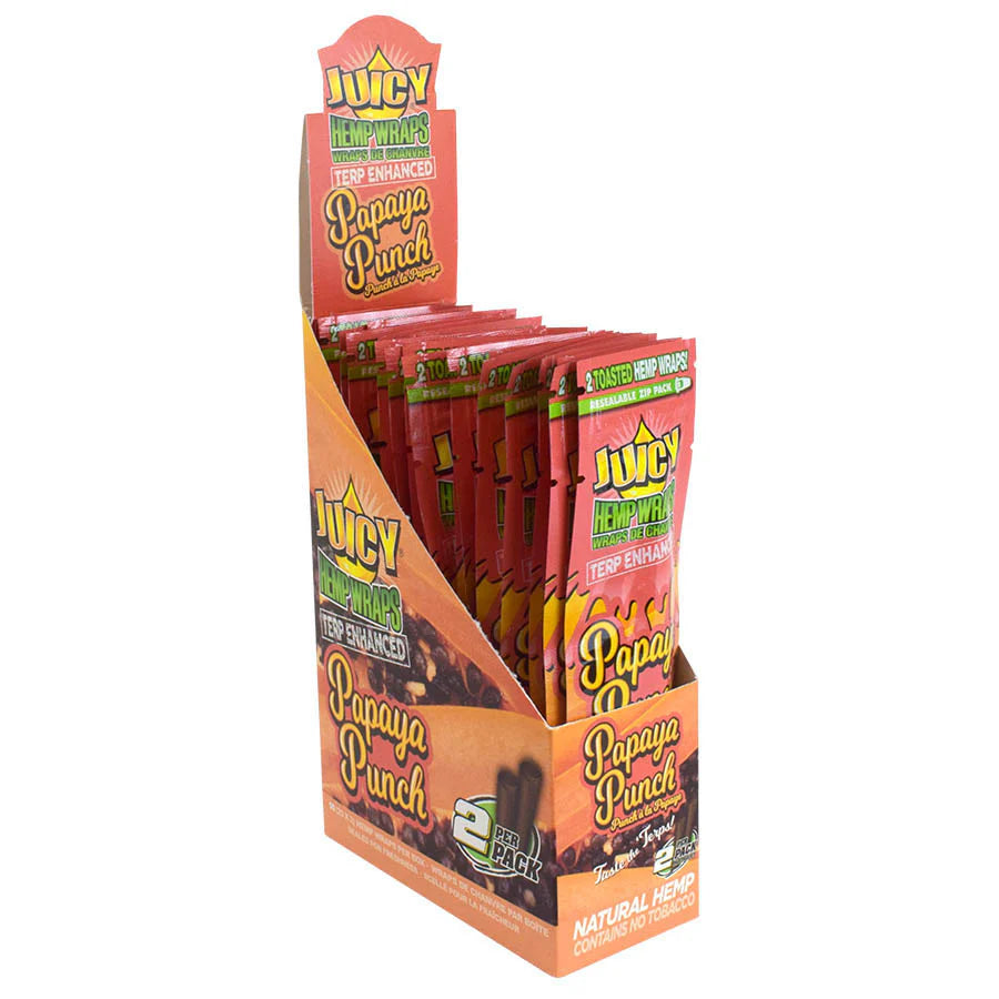 JUICY HEMP WRAPS TERP ENHANCED 25pk/bx (25x2)  PAPAYA PUNCH