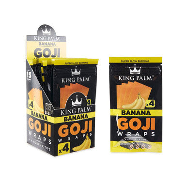 KING PALM GOJI WRAPS W/TIPS 4/PK 15PK/BOX BANANA