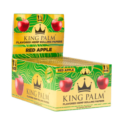 KING PALM HEMP ROLLING PAPERS 1 1/4 SIZE 50CT/PK 40/PK RED APPLE