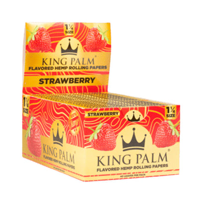 KING PALM HEMP ROLLING PAPERS 1 1/4 SIZE 50CT/PK 40/PK STRAWBERRY
