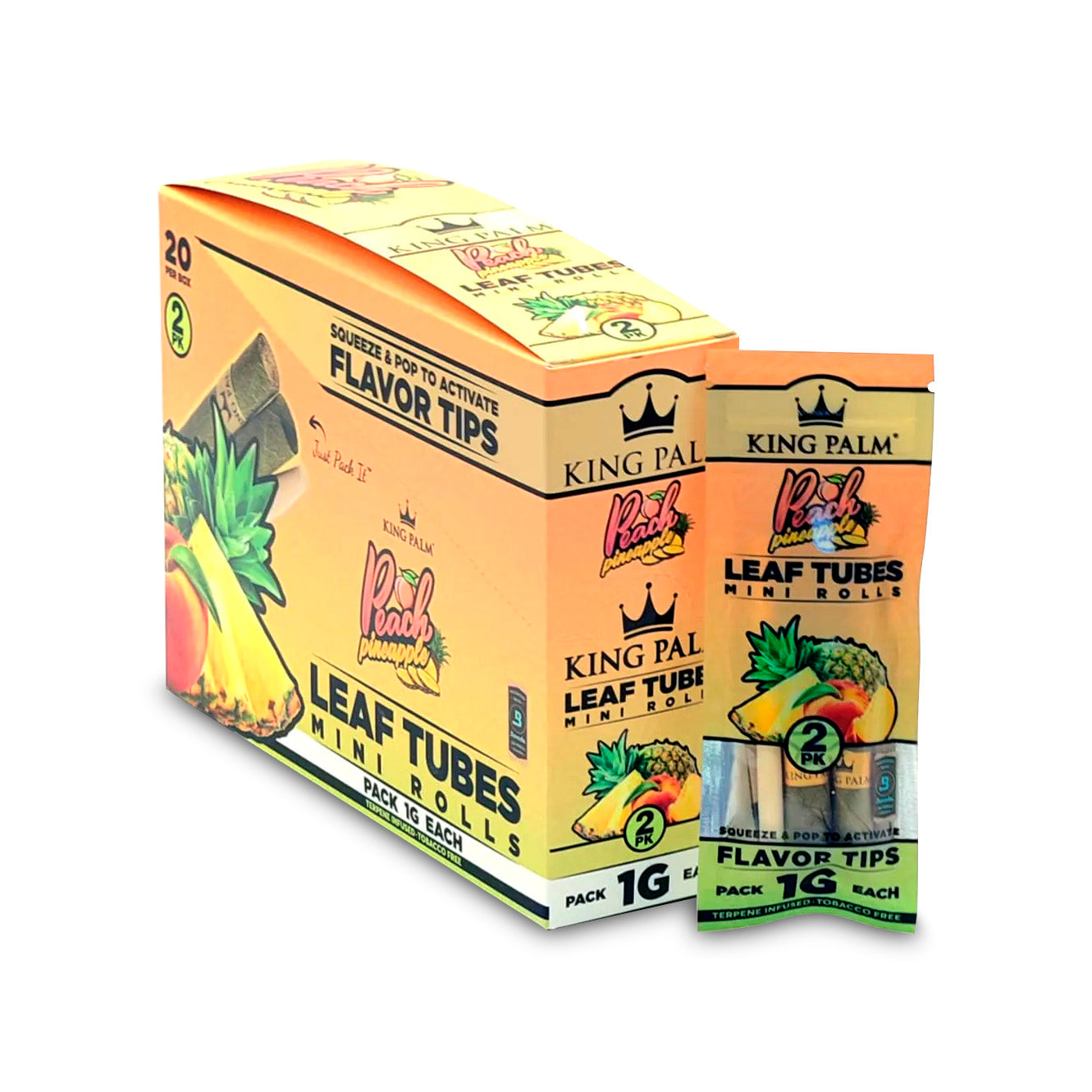 KING PALM LEAF TUBES MINI ROLLS 1G 2/PK 20PK/BOX PEACH PINEAPPLE