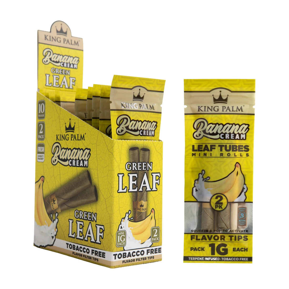 KING PALM GREEN LEAF MINI 1g 2pk 10ct/Box KPN-100 BANANA CREAM