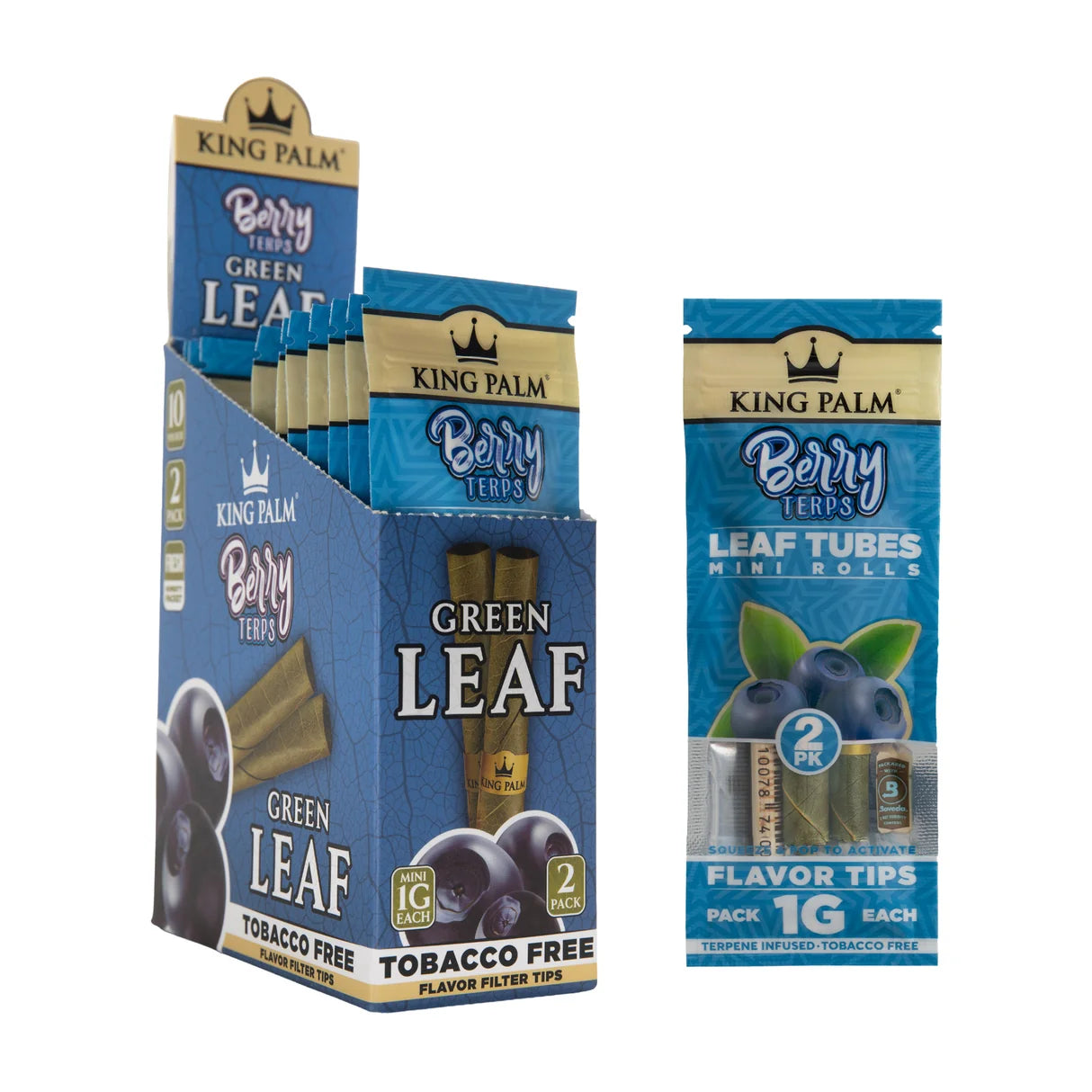KING PALM GREEN LEAF MINI 1g 2pk 10ct/Box KPN-101 BERRY TERPS