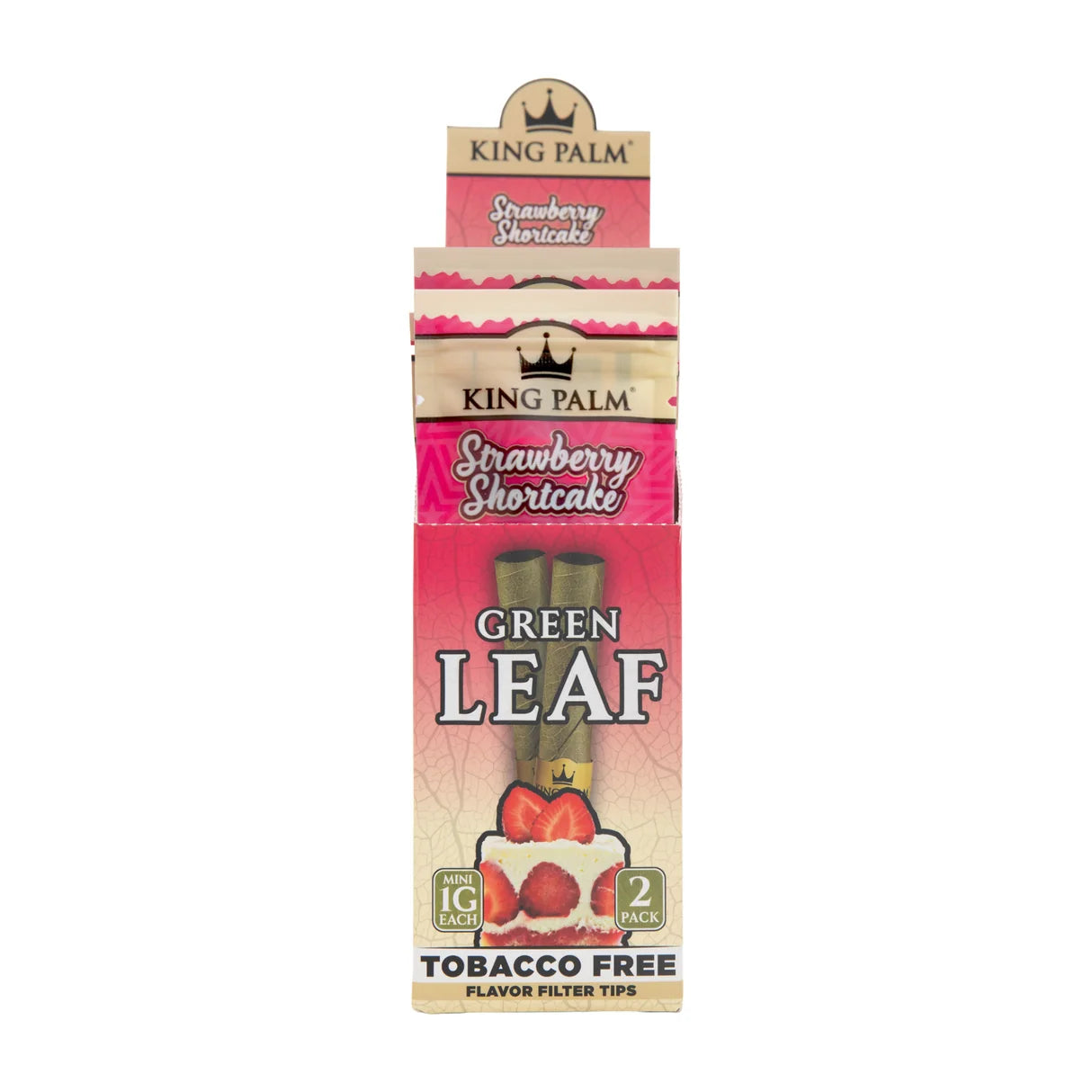 KING PALM GREEN LEAF MINI 1g 2pk 10ct/Box KPN-109 STRAWBERRY SHORTCAKE