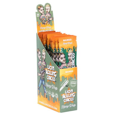LION ROLLING CIRCUS HEMP WRAPS 25 PACKS MANGO FLAVOR