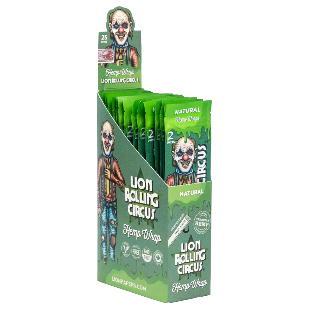 LION ROLLING CIRCUS HEMP WRAPS 25 PACKS NATURAL FLAVOR