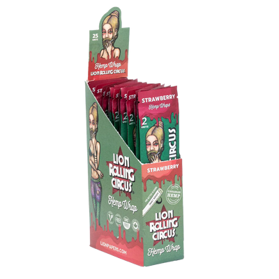 LION ROLLING CIRCUS HEMP WRAPS 25 PACKS STRAWBERRY FLAVOR