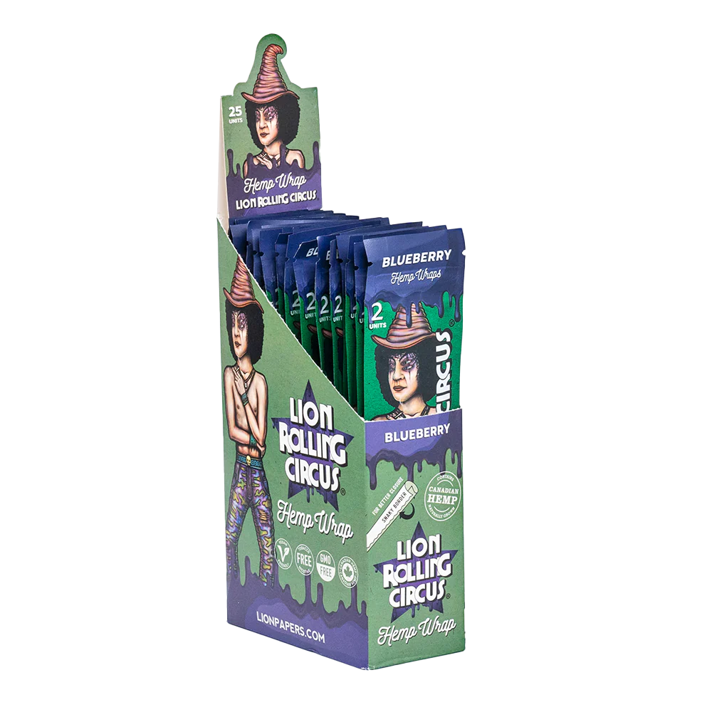 LION ROLLING CIRCUS HEMP WRAPS 25 PACKS BLUEBERRY FLAVOR