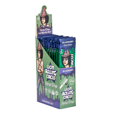 LION ROLLING CIRCUS HEMP WRAPS 25 PACKS BLUEBERRY FLAVOR