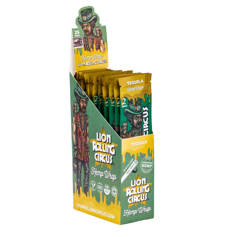 LION ROLLING CIRCUS HEMP WRAPS 25 PACKS TEQUILA FLAVOR