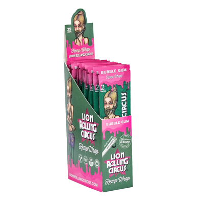LION ROLLING CIRCUS HEMP WRAPS 25 PACKS BUBBLE GUM FLAVOR