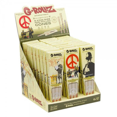 GROLLZ CONES ORGANIC EXTRA THIN K/S 6/Pk 24Pk/DISPLAY BANKSYS GRAFFITI