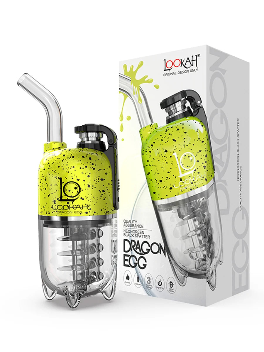 LOOKAH DRAGON EGG E-RIG VAPORIZER NEON GREEN BLACK SPLATTER