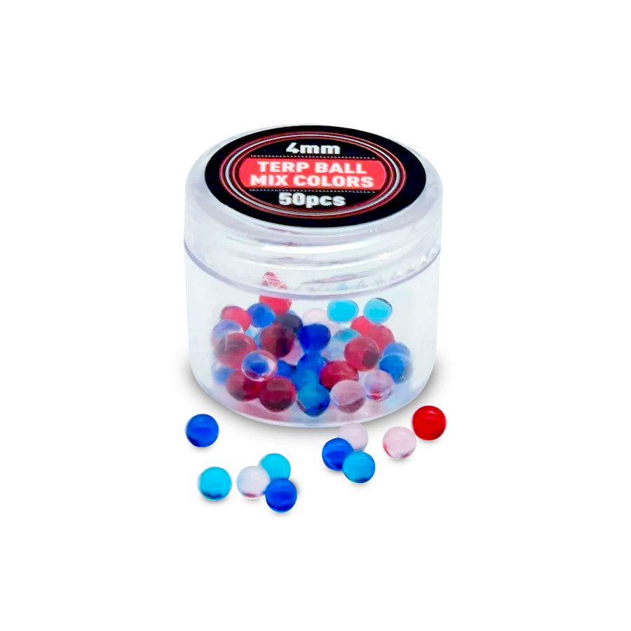 MINI PLASTIC CONTAINER W/ 4MM TERP BALL 50CT MIX COLORS