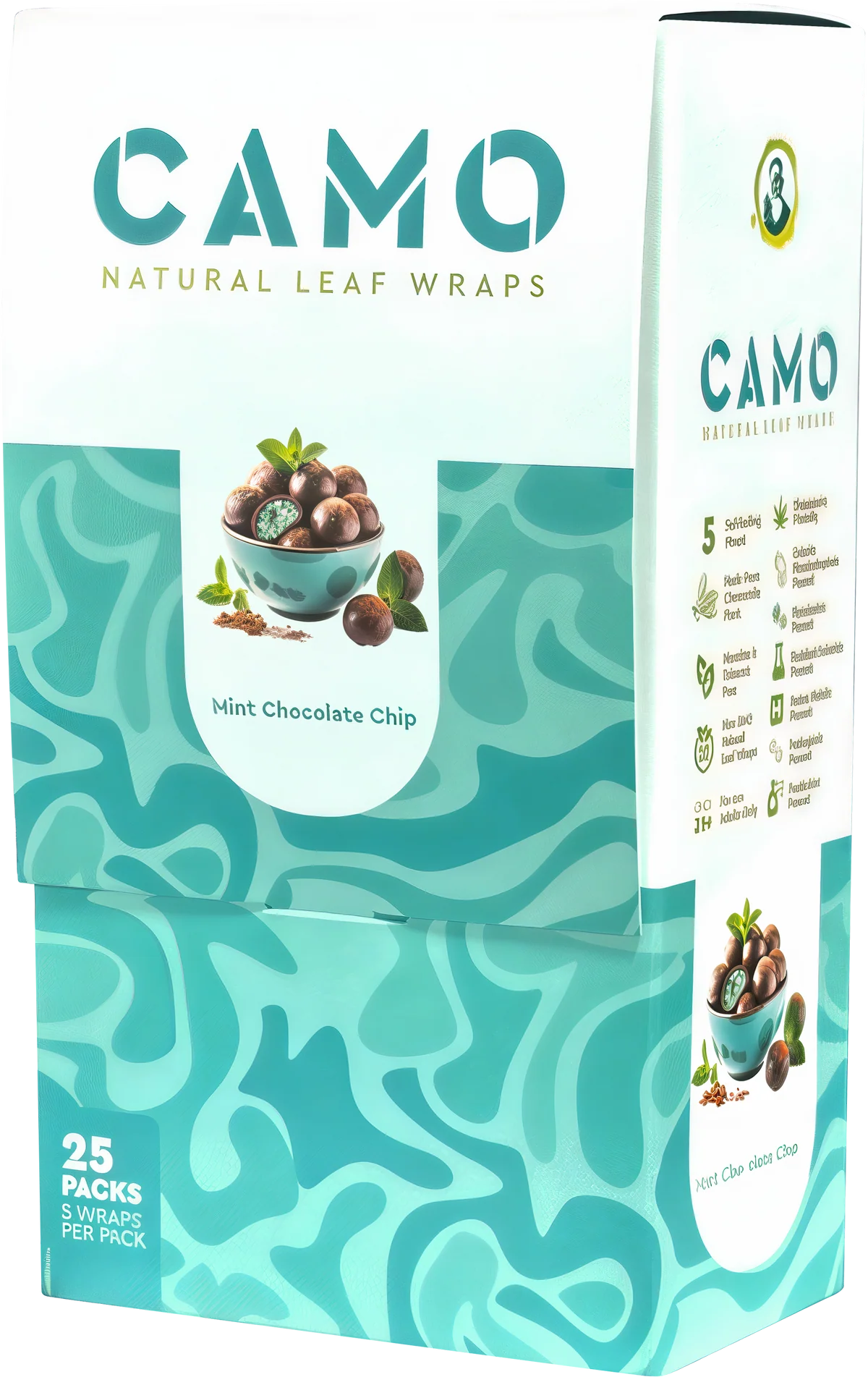 CAMO NATURAL LEAF WRAP  5ct/pk  25pk/DISPLAY MINT CHOCOLATE CHIP