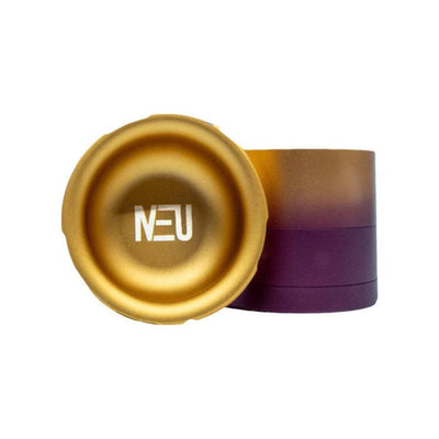 NEU DRY HERB GRINDER TOOTHLESS 63mm 4pt GOLD PURPLE