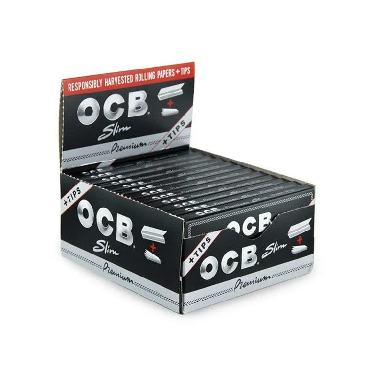 OCB PREMIUM PAPERS W/TIPS SLIM SIZE 24PK/BOX