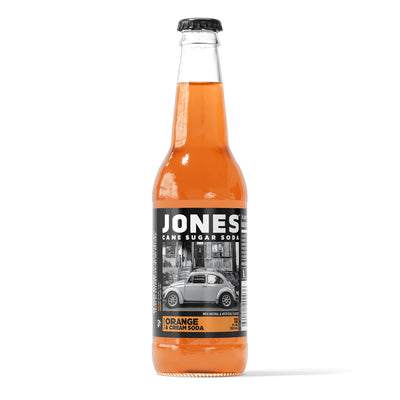 EXOTIC SODA JONES CANE SUGAR SODA 12oz. BOTTLE ORANGE CREAM
