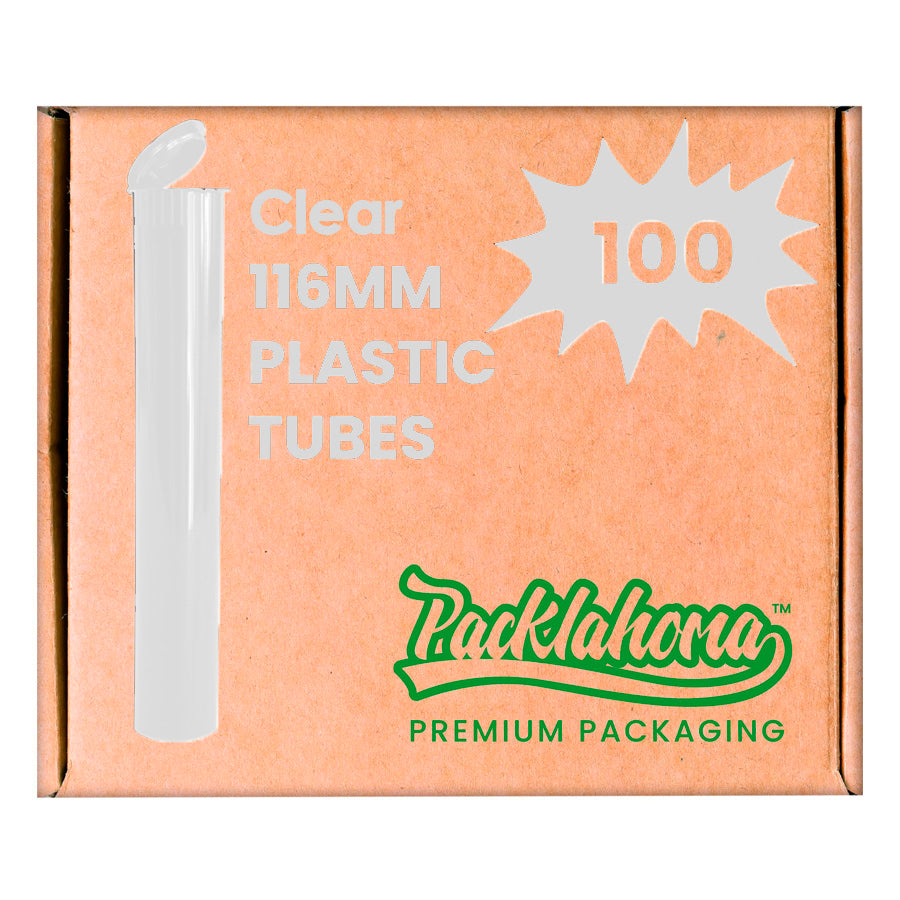 PACKLAHOMA 100 PACK PRE ROLL TUBES 116MM CLEAR