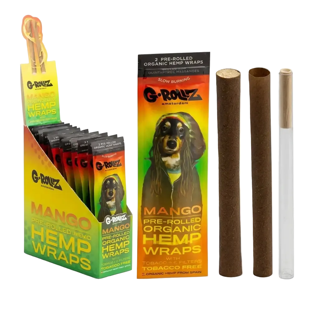 GROLLZ PRE-ROLLED HEMP WRAPS W/FILTER 2PK 15PK/BOX MANGO