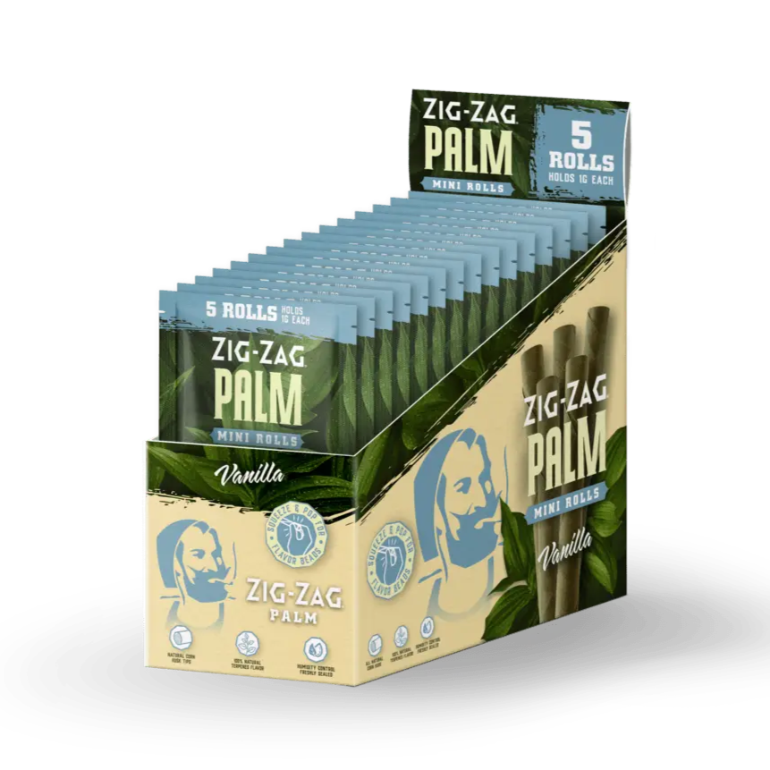 ZIG ZAG MINI PALM ROLLS 5/PK 15PK/BOX VANILLA