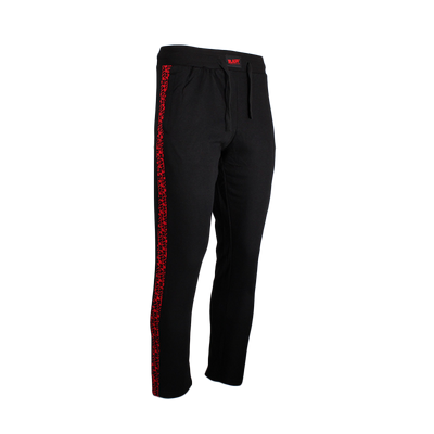 RAW BLACK SWEATPANTS W/RED SIDE LOGO LARGE