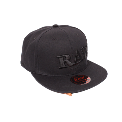 RAW POKER HAT BLACK ON BLACK FLAT BRIM SNAPBLACK HAT