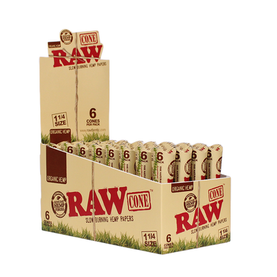 RAW ORGANIC CONE 1 1/4 32 PACKS/BOX 6 CONES/PACK  01960