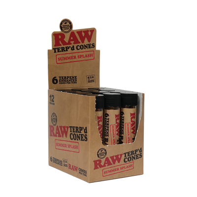 RAW TERP'D CONES 1 1/4 SIZE 6PK 12PK/BOX SUMMER SPLASH