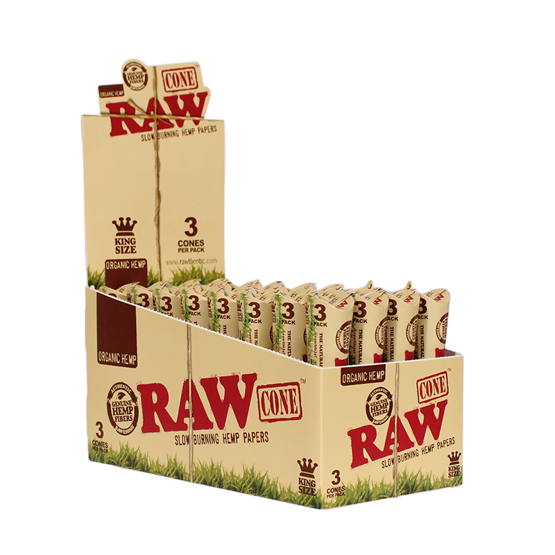 RAW ORGANIC CONE KS 32 PACKS/BOX 3 CONES/PACK 02110