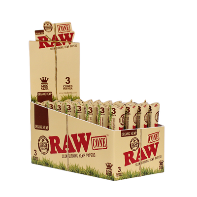 RAW ORGANIC CONE KS 32 PACKS/BOX 3 CONES/PACK 02110