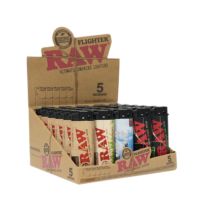 RAW LIGHTER FLIGHTER 30ct/DISPLAY W/WIND BLOCKER, HAZMAT MIXED