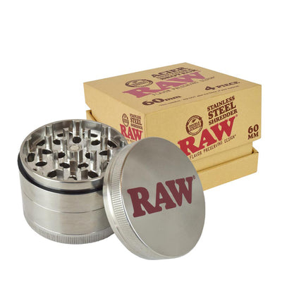 RAW STAINLESS STEEL SHREDDER 4 PIECE 60MM GRINDER