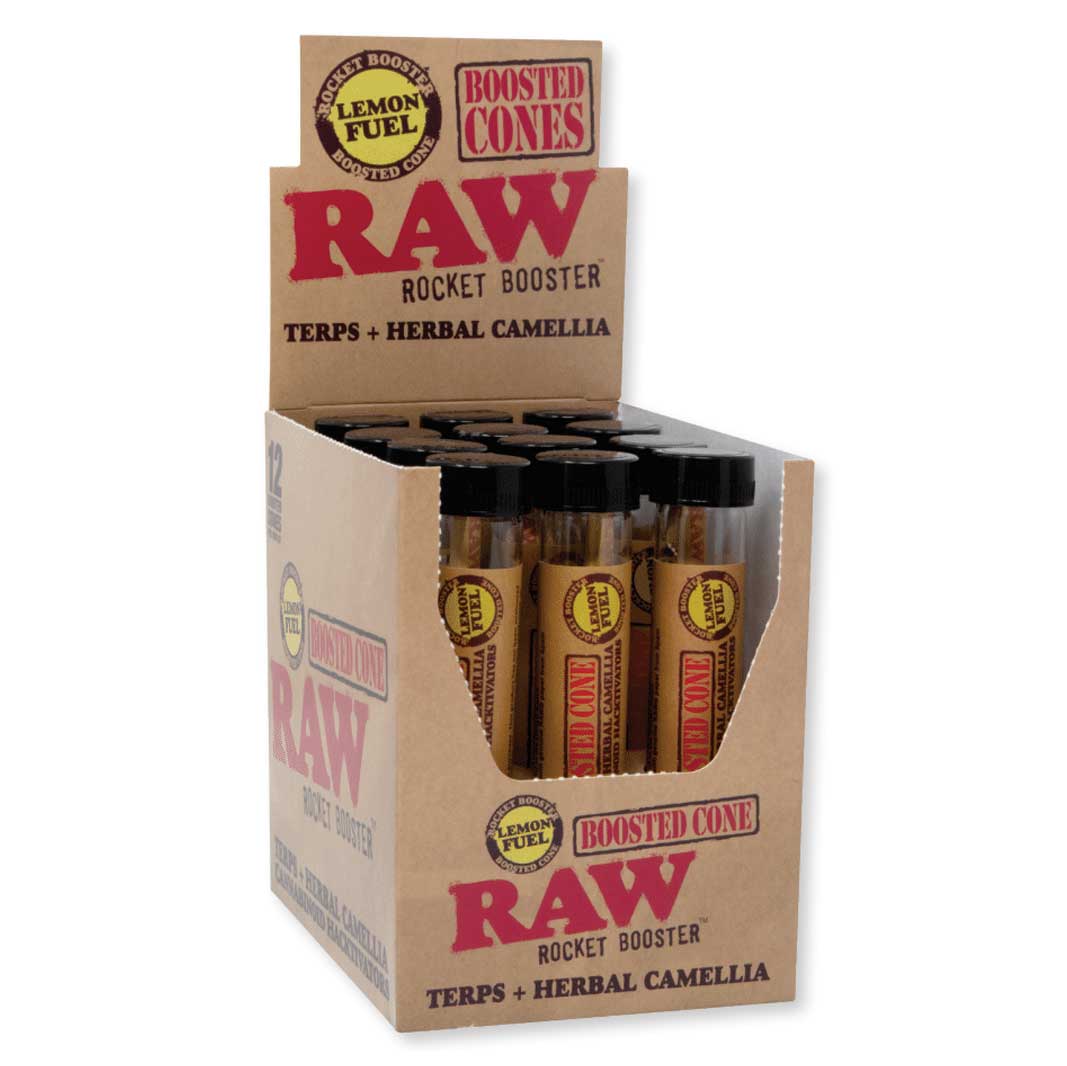 RAW ROCKET BOOSTER CONES 12CT/DISPLAY LEMON FUEL 2597