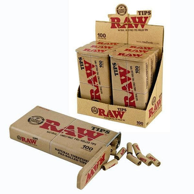 RAW PRE ROLLED TIPS IN TIN CONTAINER 100/TIN 6/DISP
