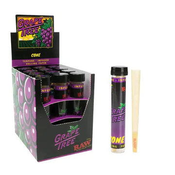 RAW TERPENE ENHANCED K/S CONES 12CT DISPLAY GRAPE TREE 112073