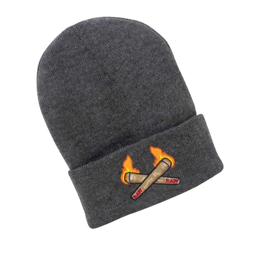 RAW BEANIE GREY BURNING CONE 97413