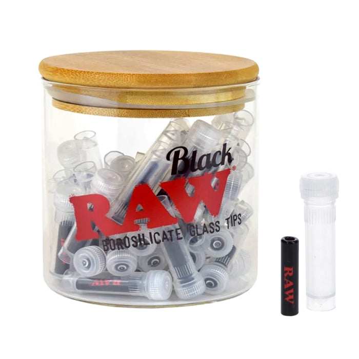 RAW GLASS BLACK TIPS 50CT/JAR