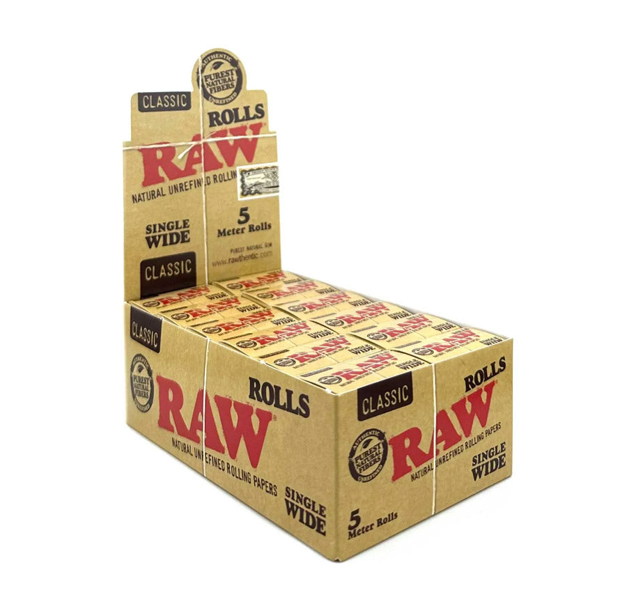 RAW CLASSIC ROLLS SINGLE WIDE 5 METER ROLLS 24/ROLLS/BOX