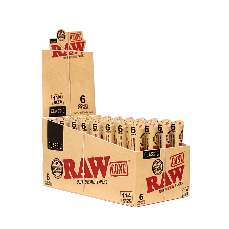 RAW CLASSIC CONE 1 1/4 32 PACKS/BOX 6 CONES/PACK 77128
