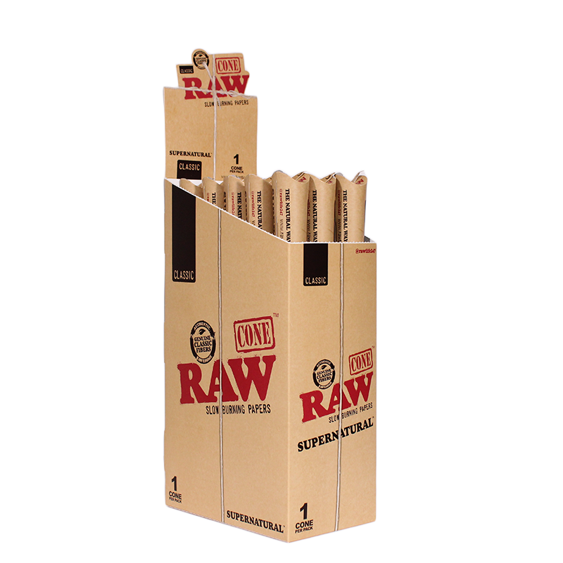 RAW UNREFINED PRE ROLL CONE SUPER NATURAL SIZE 15PC/PK 02394