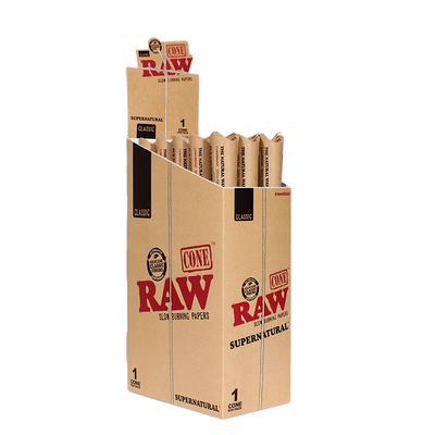 RAW UNREFINED PRE ROLL CONE SUPER NATURAL SIZE 15PC/PK 02394