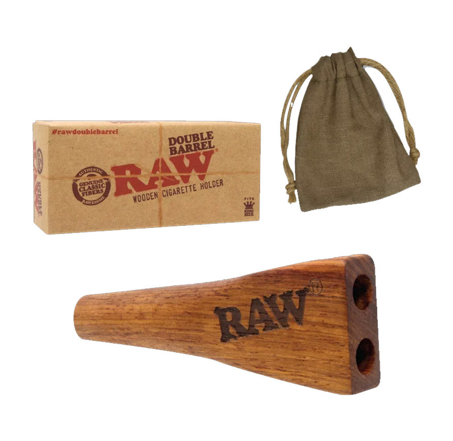 RAW DOUBLE BARREL WOODEN CIGAR HOLDER LONG K/S 56833